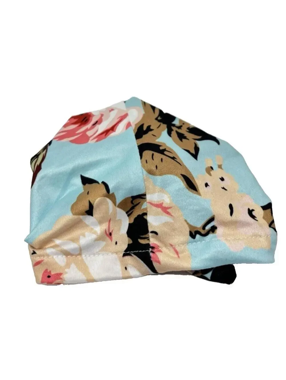 Newborn Baby Head Wrap Hat Blue Floral Print 0-3 Months Soft Comfortable Materia